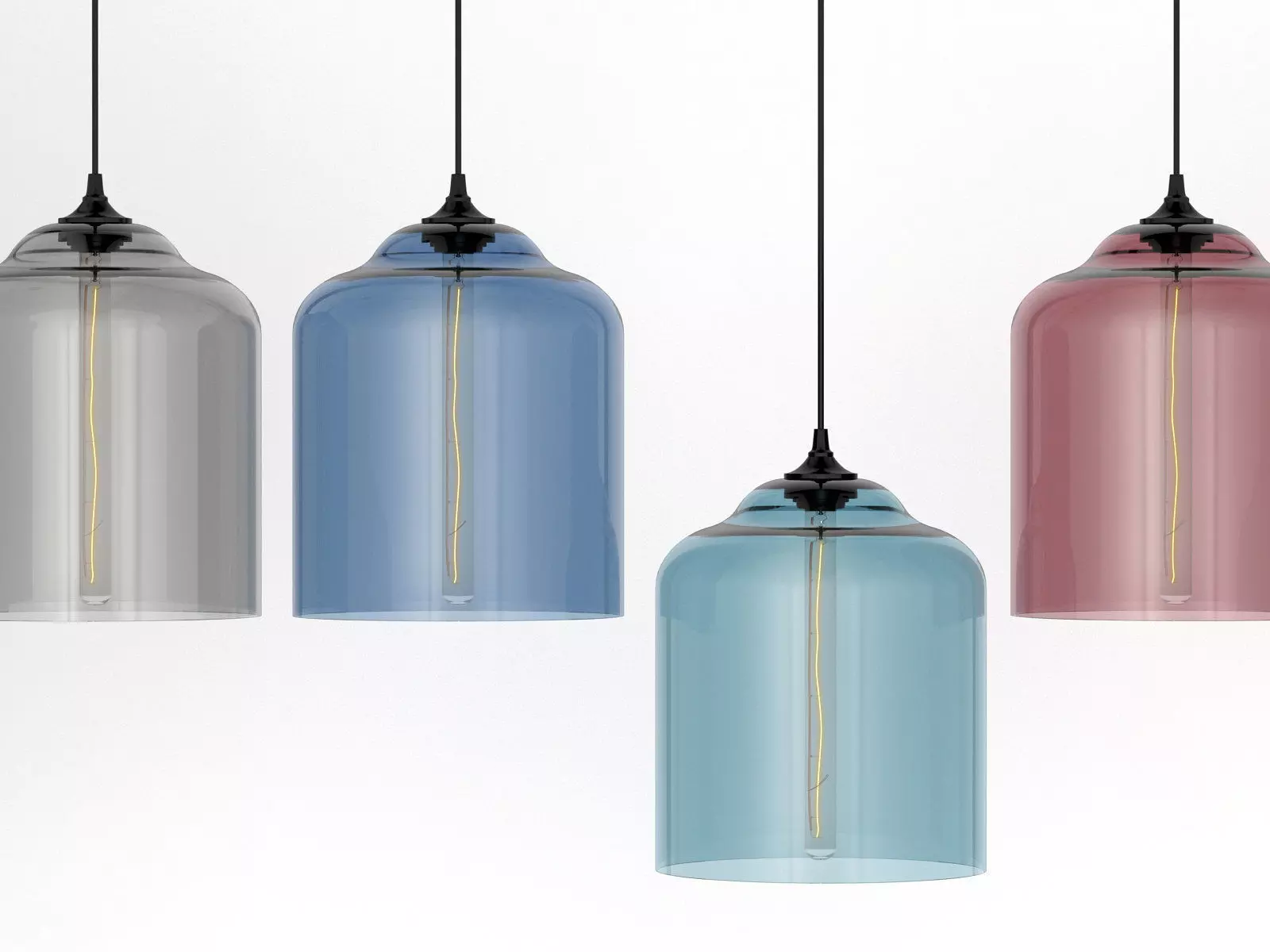 Pendant Set modern glass light 3D model_7