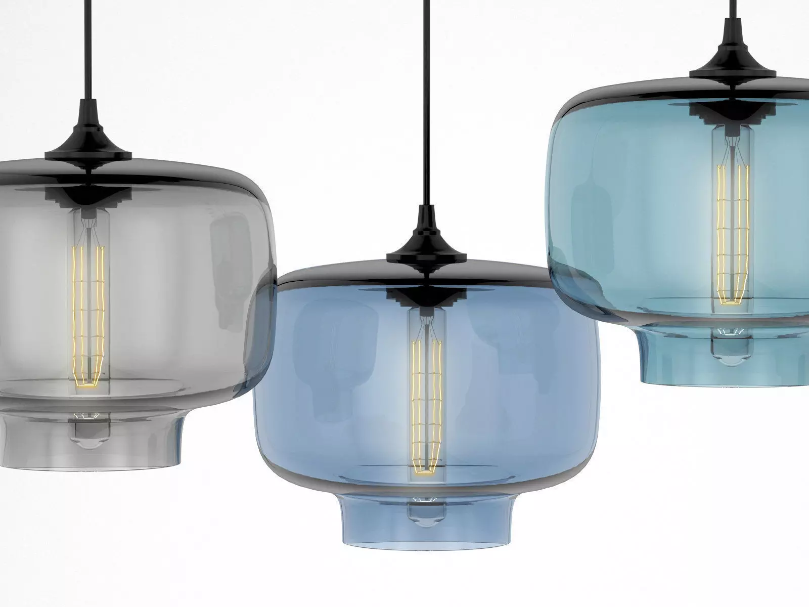 Pendant Set modern glass light 3D model_0