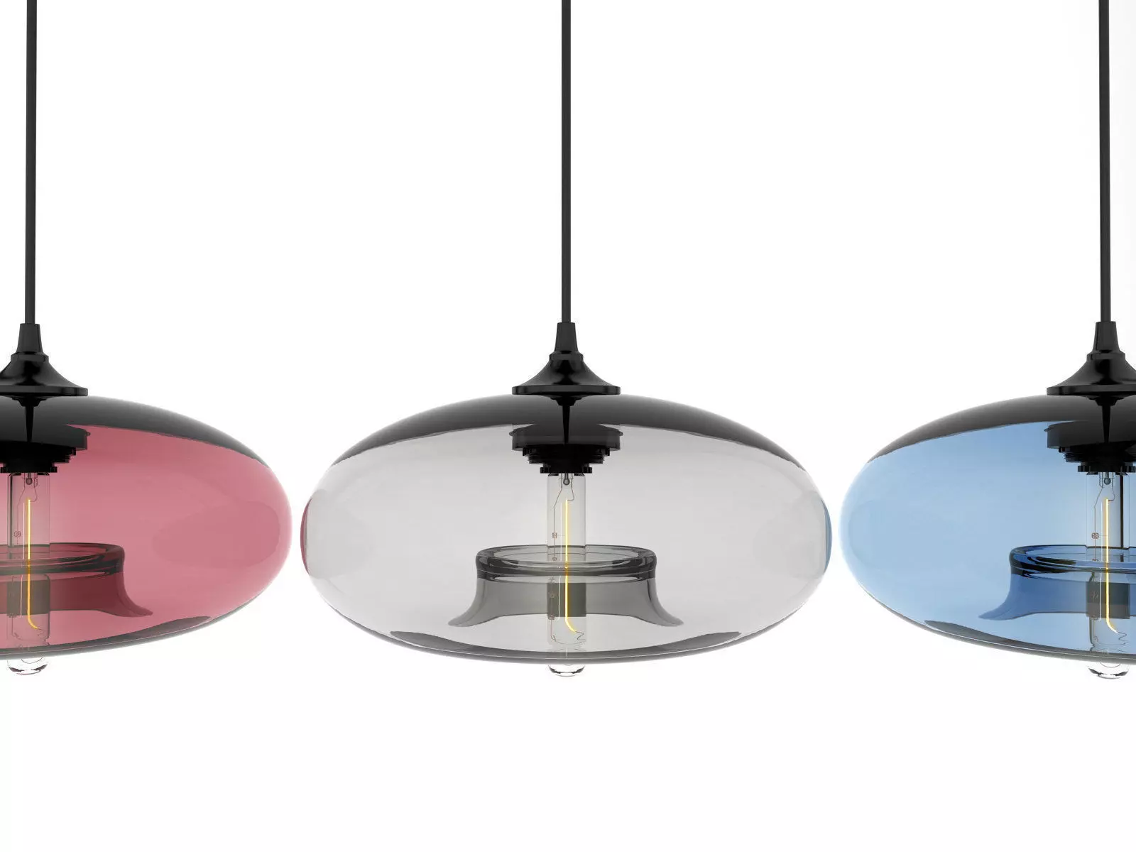 Pendant Set modern glass light 3D model_1