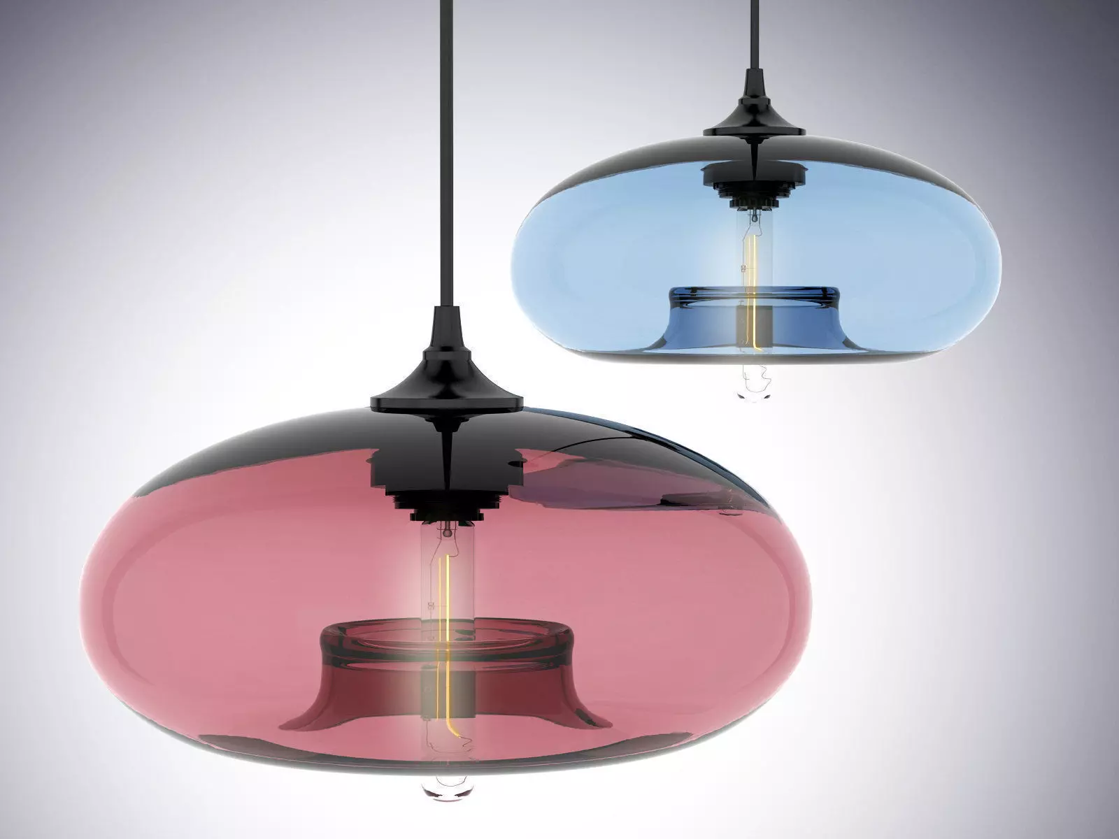 Pendant Set modern glass light 3D model_3
