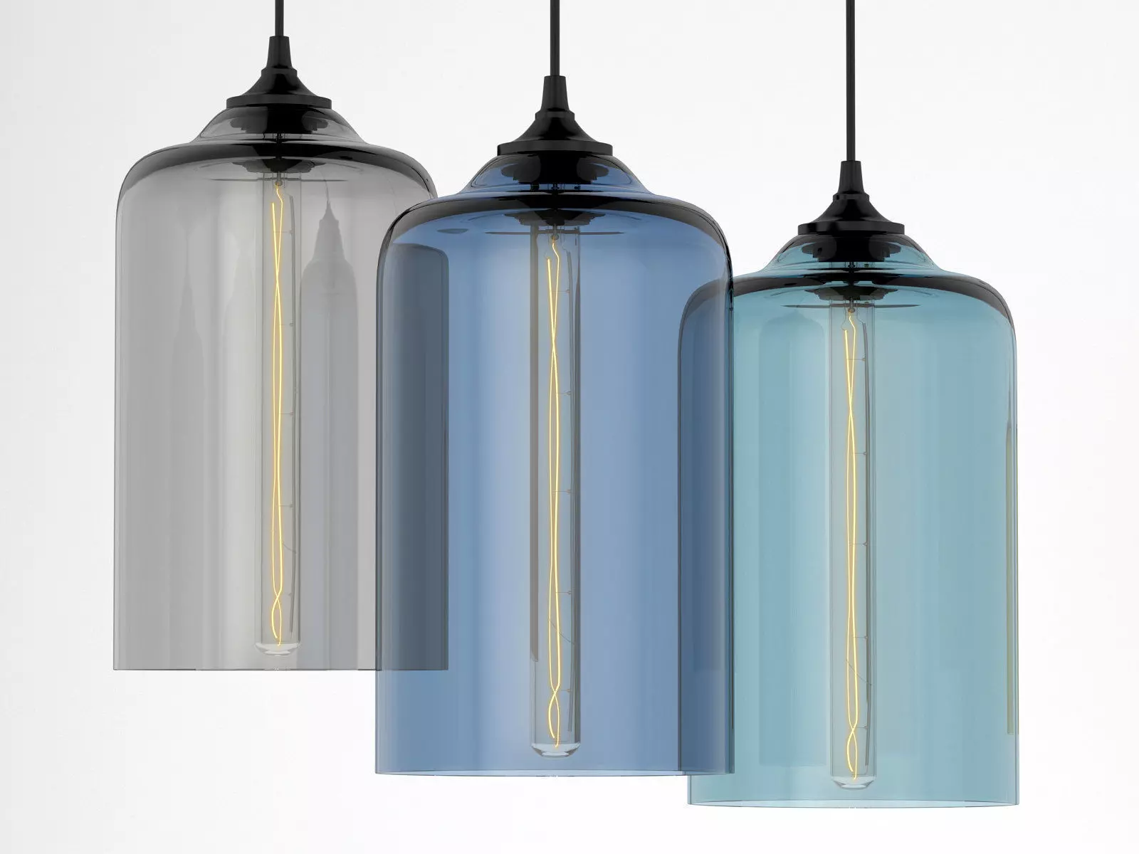 Pendant Set modern glass light 3D model_10