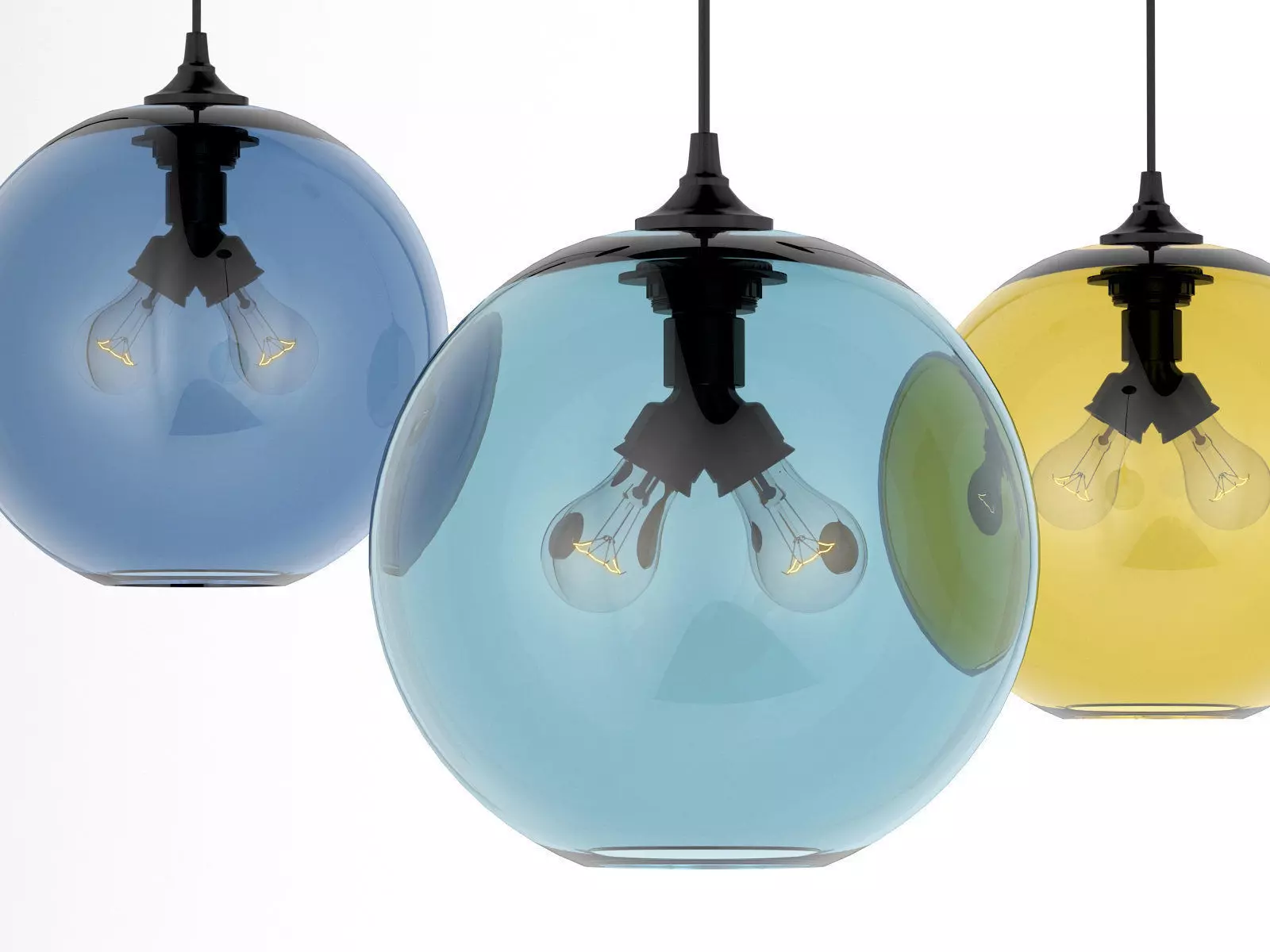 Pendant Set modern glass light 3D model_11