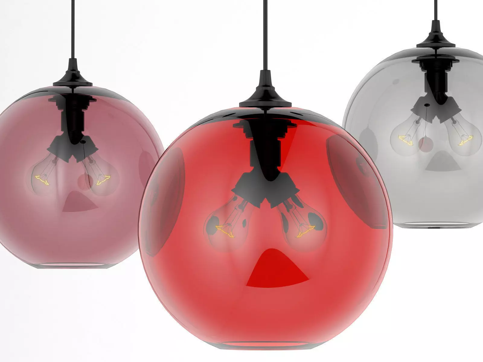 Pendant Set modern glass light 3D model_12