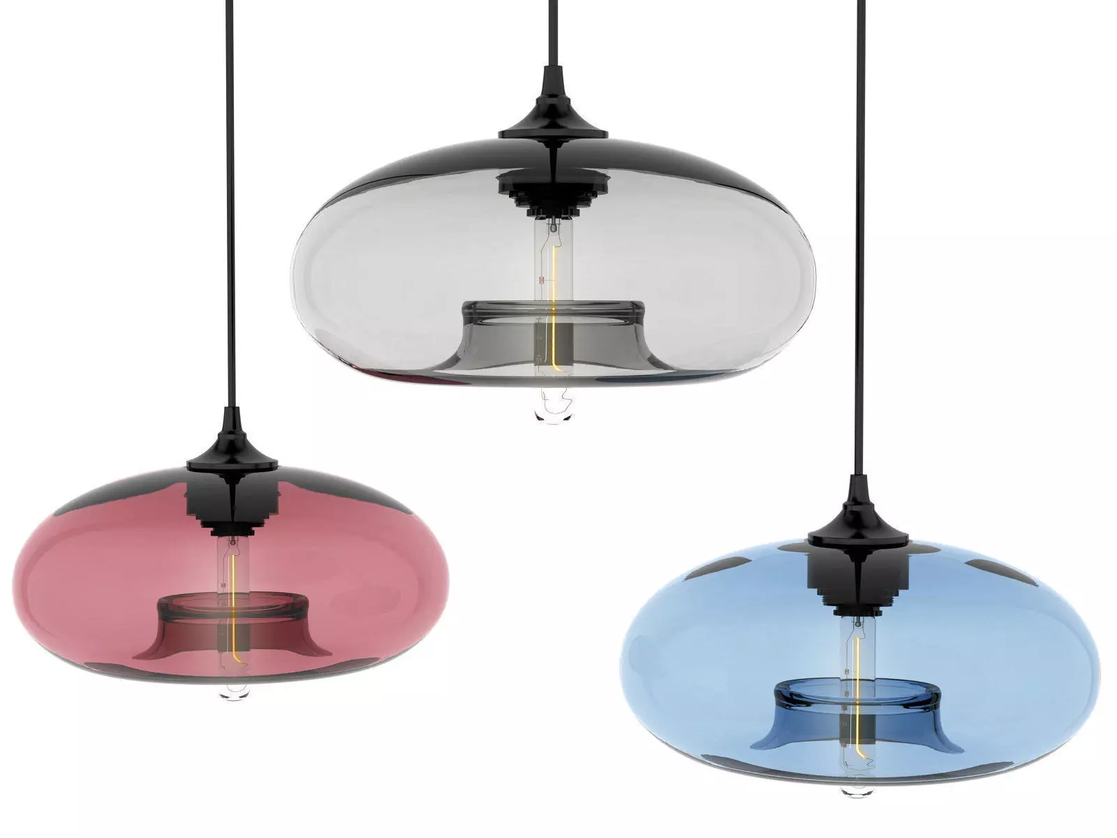 Pendant Set modern glass light 3D model_2