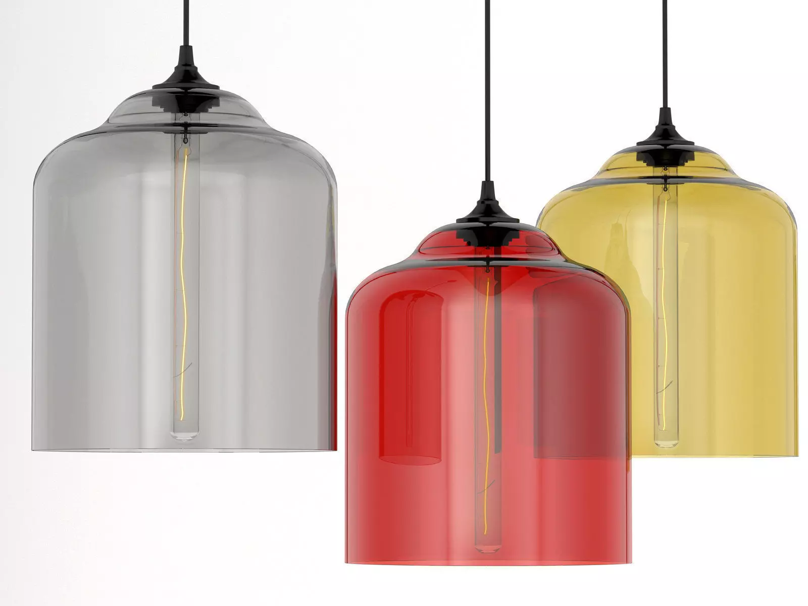 Pendant Set modern glass light 3D model_8