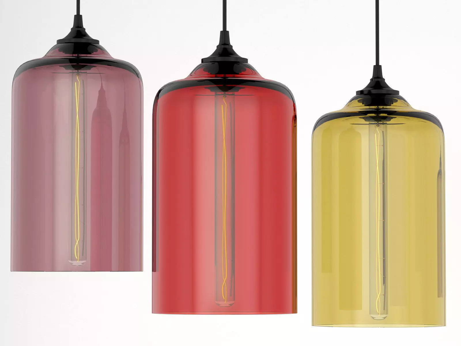 Pendant Set modern glass light 3D model_9