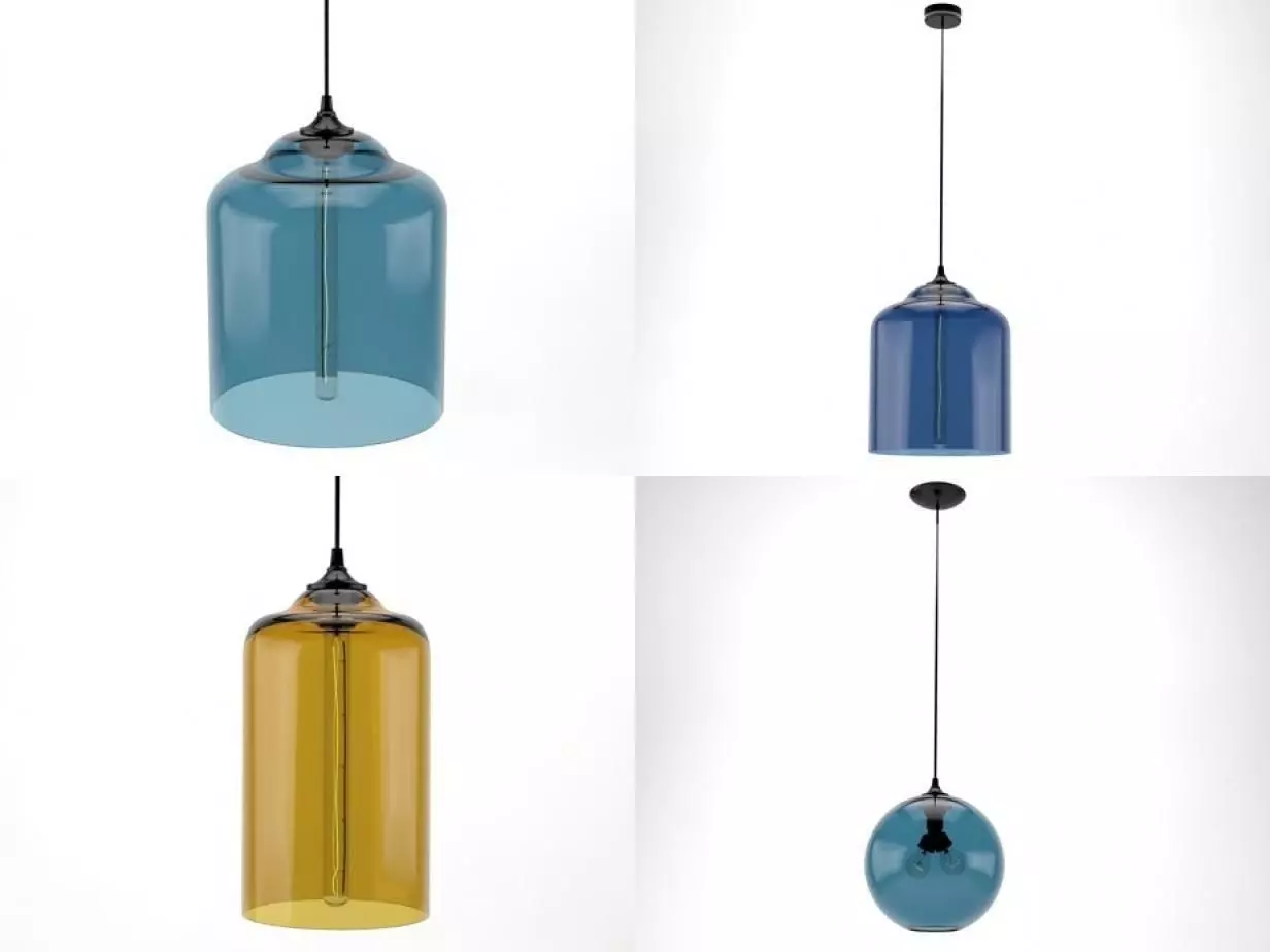 Pendant Set modern glass light 3D model_16