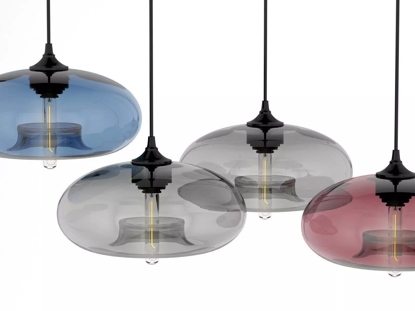 Pendant Set modern glass light 3D model_6
