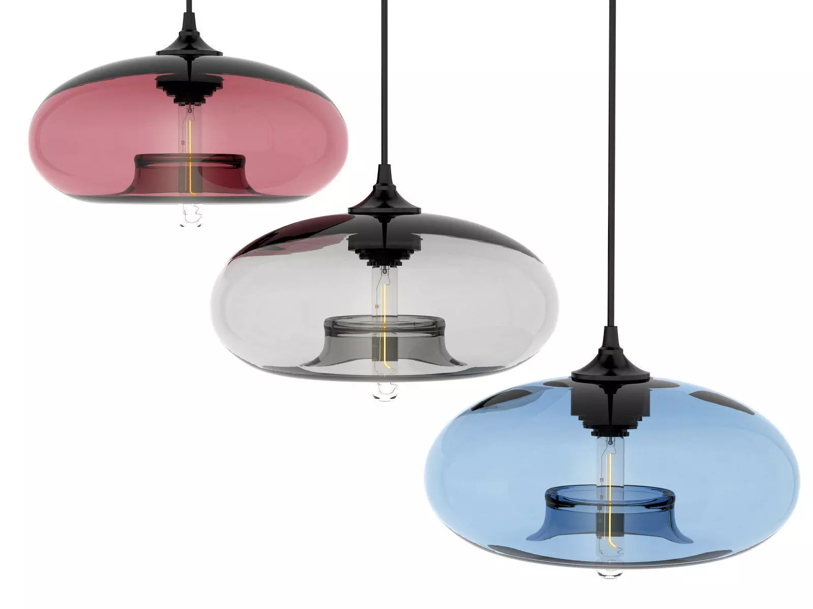 Pendant Set modern glass light 3D model_5