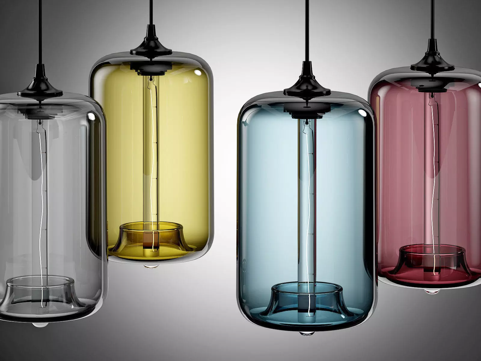 Pod glass pendant light 3D model_0