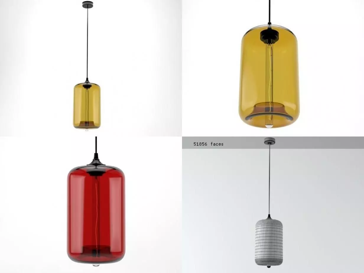 Pod glass pendant light 3D model_6