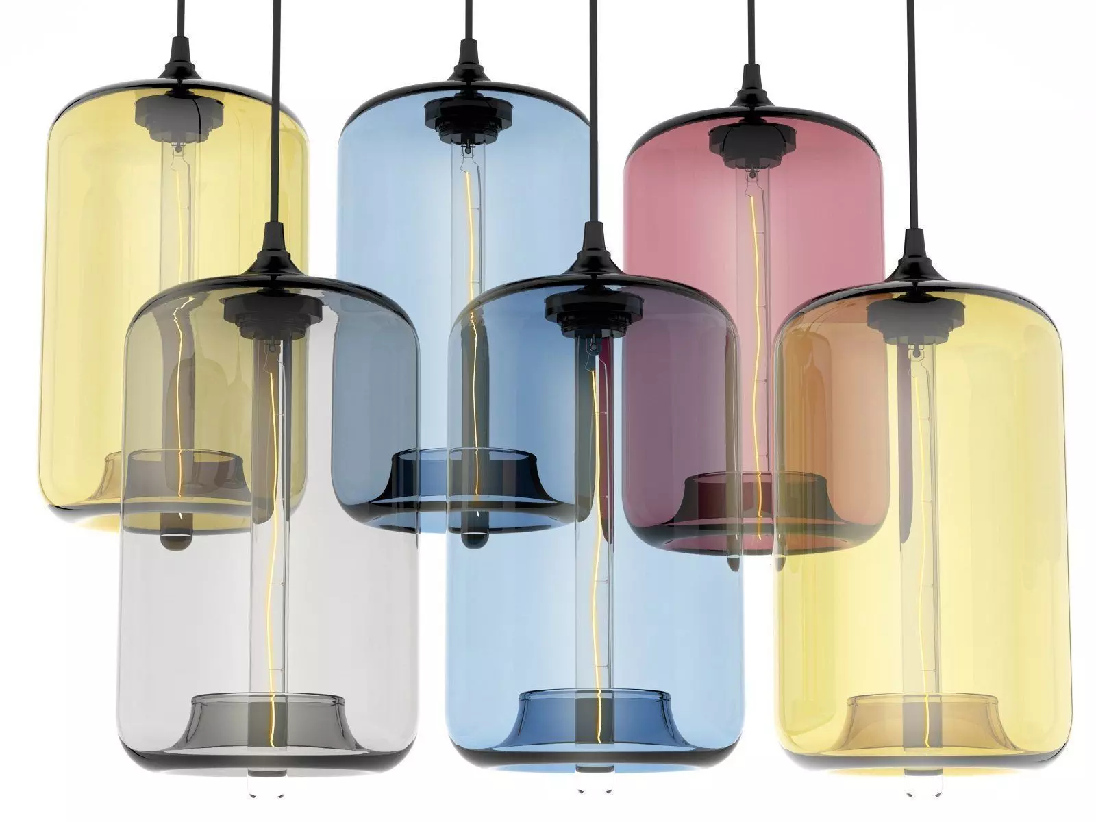 Pod glass pendant light 3D model_4
