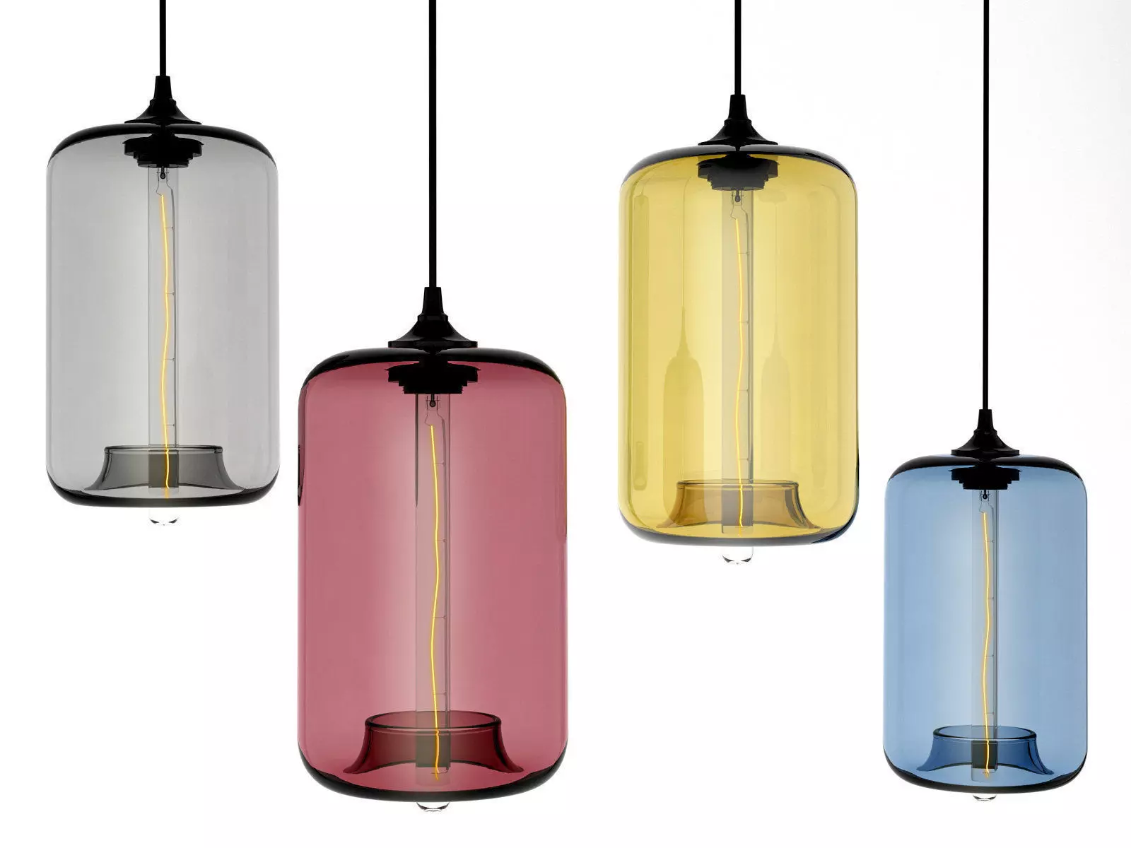 Pod glass pendant light 3D model_2