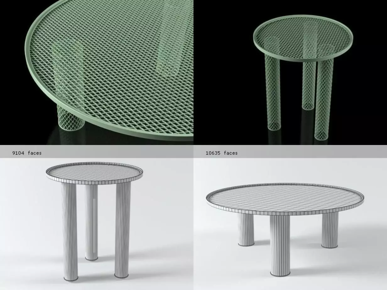 Net table with two metal legs 3D model_6
