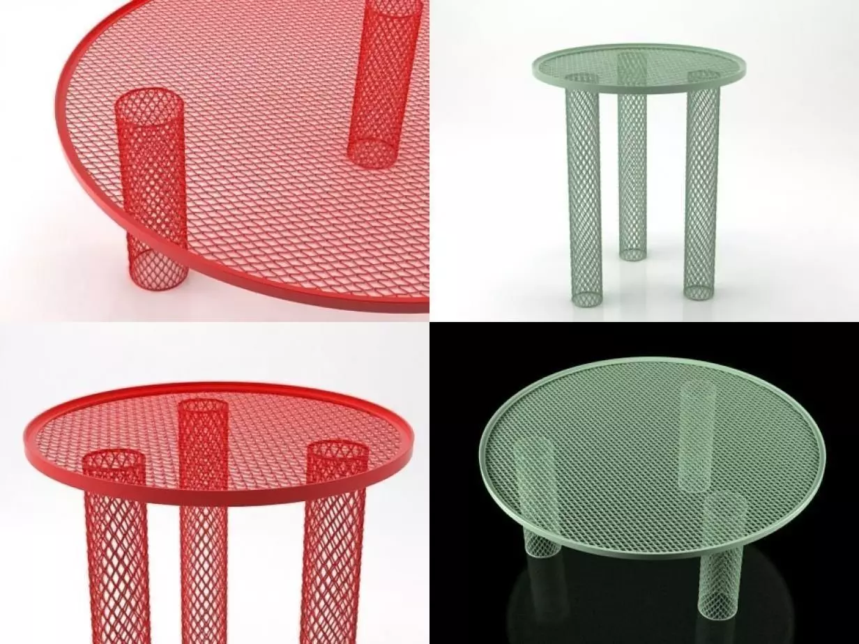 Net table with two metal legs 3D model_5
