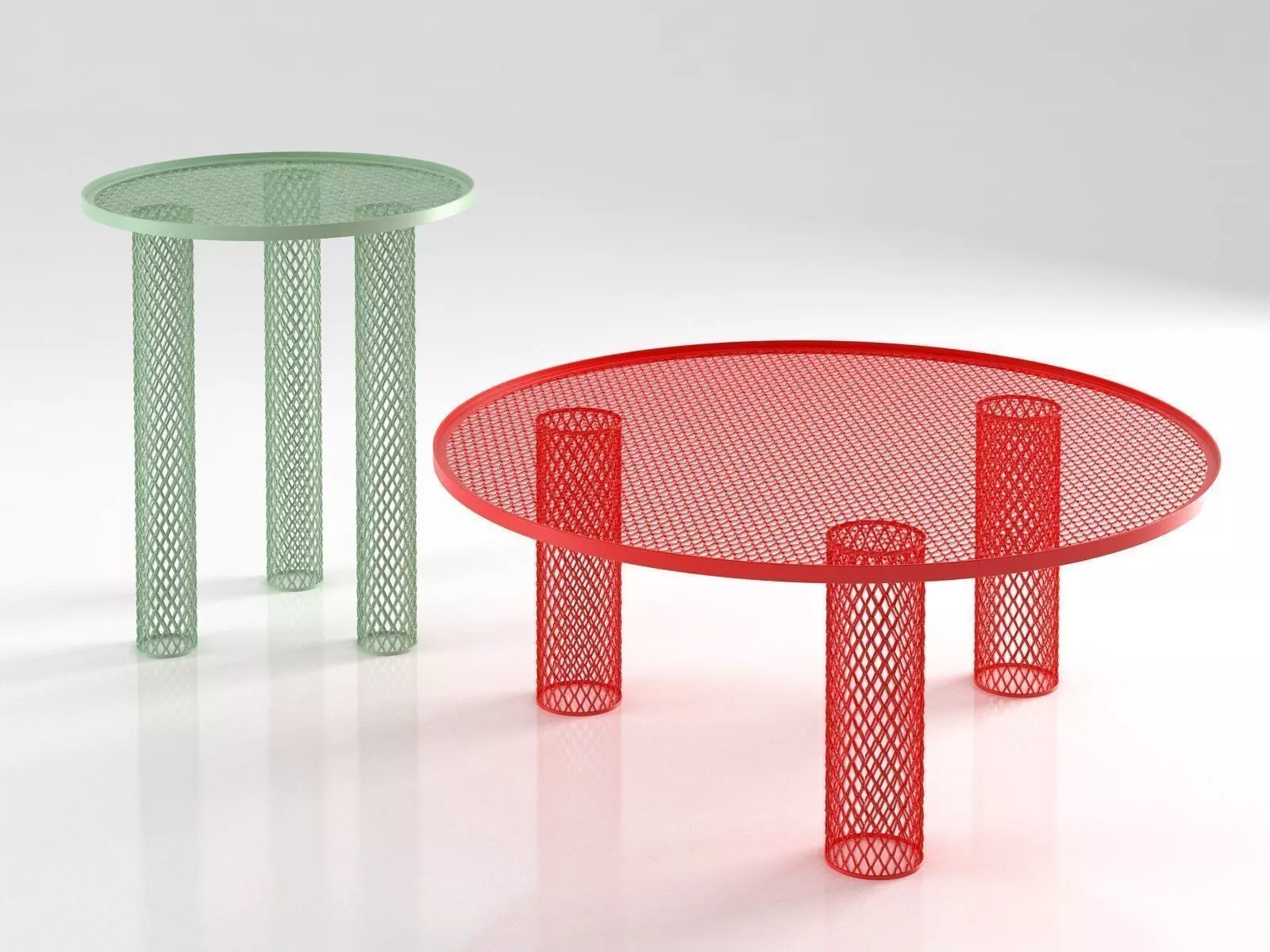 Net table with two metal legs 3D model_0