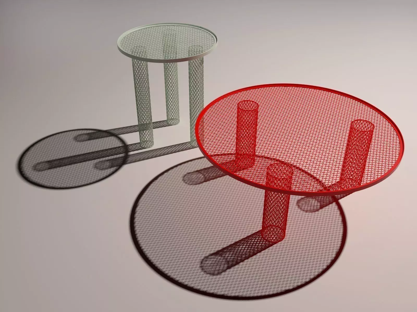 Net table with two metal legs 3D model_1