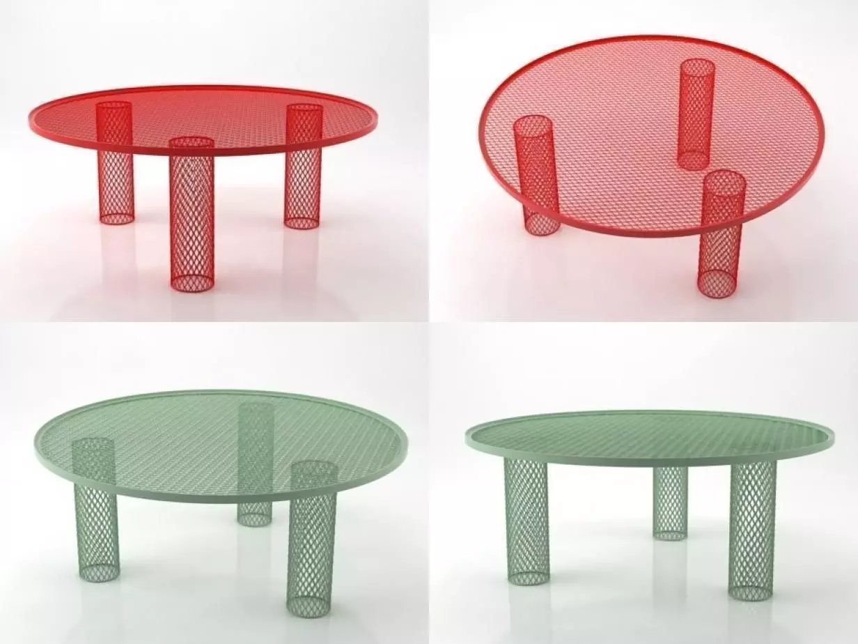 Net table with two metal legs 3D model_4