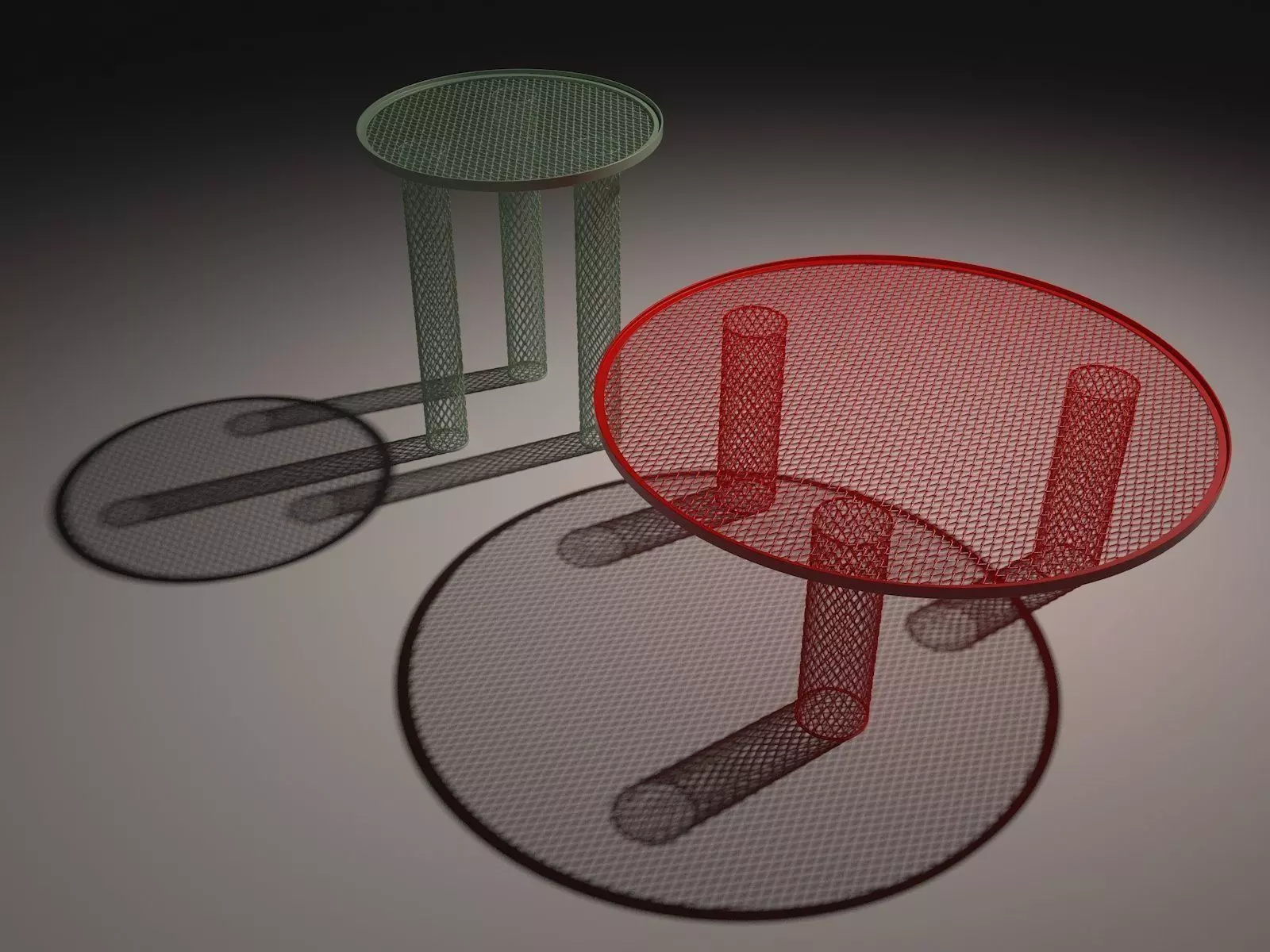 Net table with two metal legs 3D model_3