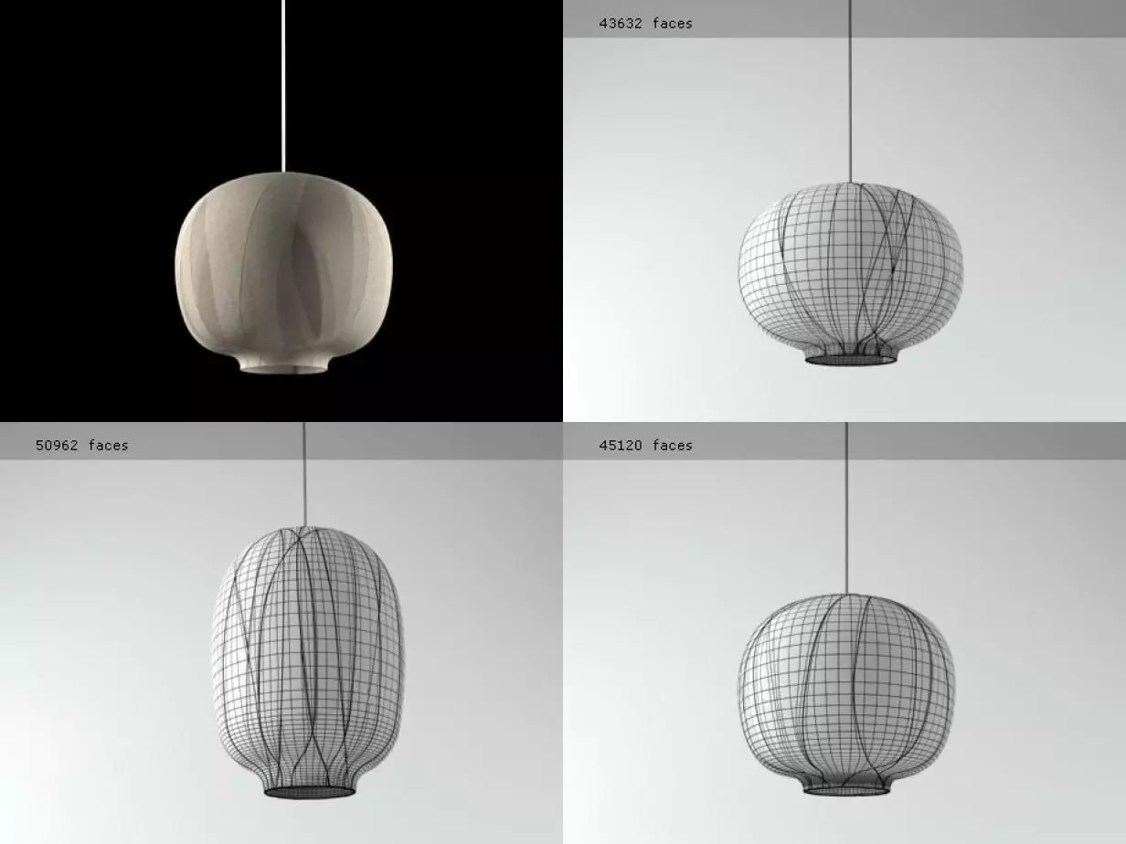 Nuno five paper lanterns hanging from ceiling 3D model_4