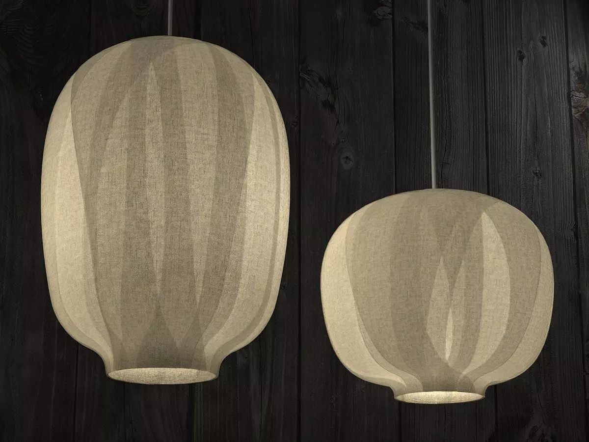 Nuno five paper lanterns hanging from ceiling 3D model_2
