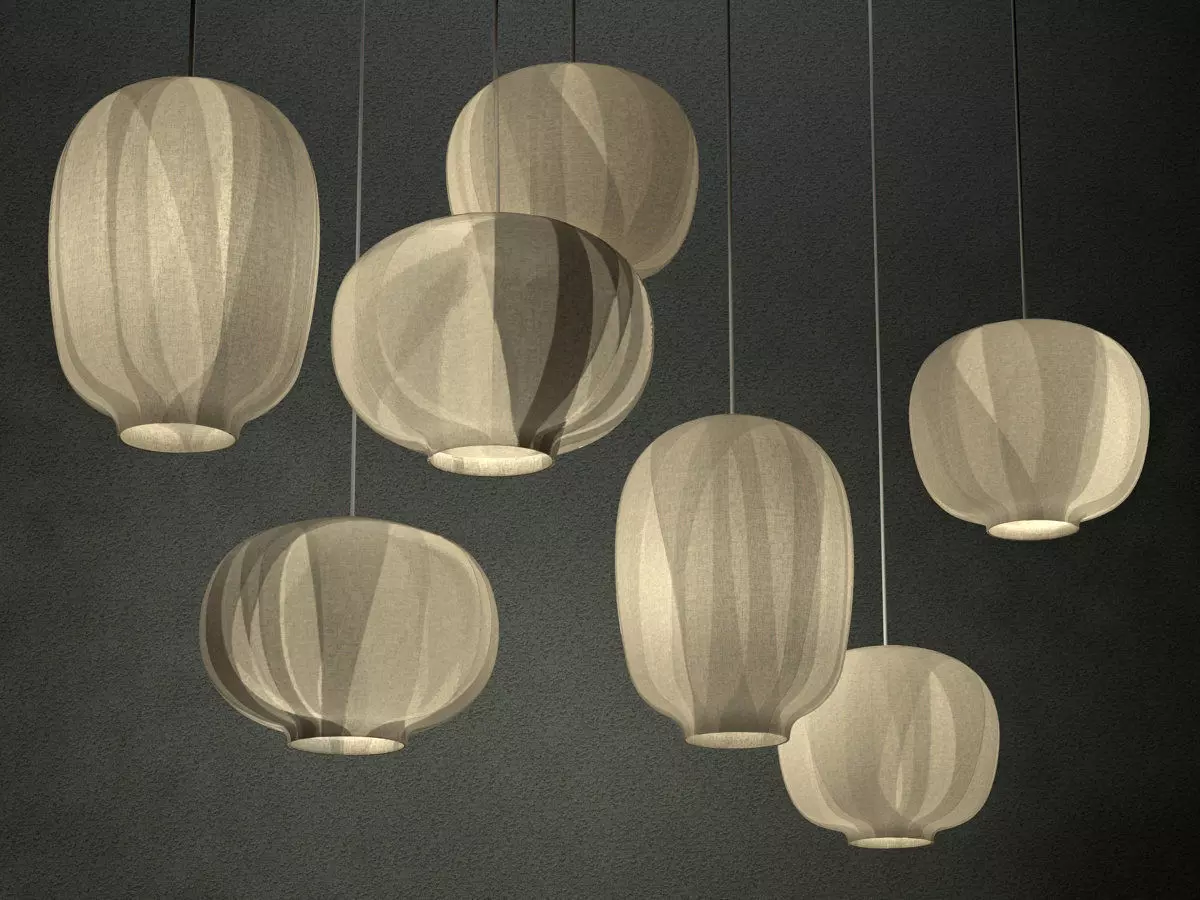 Nuno five paper lanterns hanging from ceiling 3D model_0