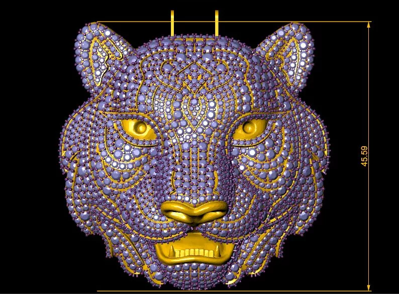 Tiger Head Daimond Pendant 3D Print Model 3D print model