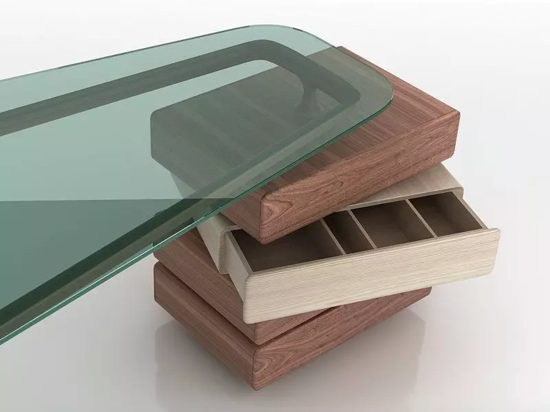 Omaggio modern desk with drawers and glass top 3D model_3