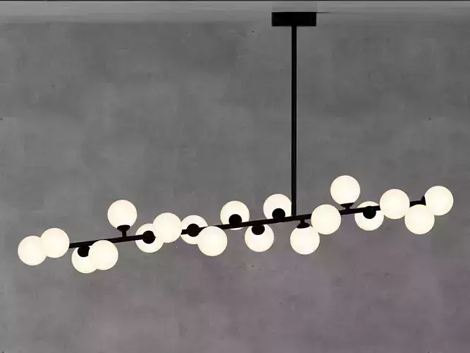 Mimosa pendant light with balls hanging from it