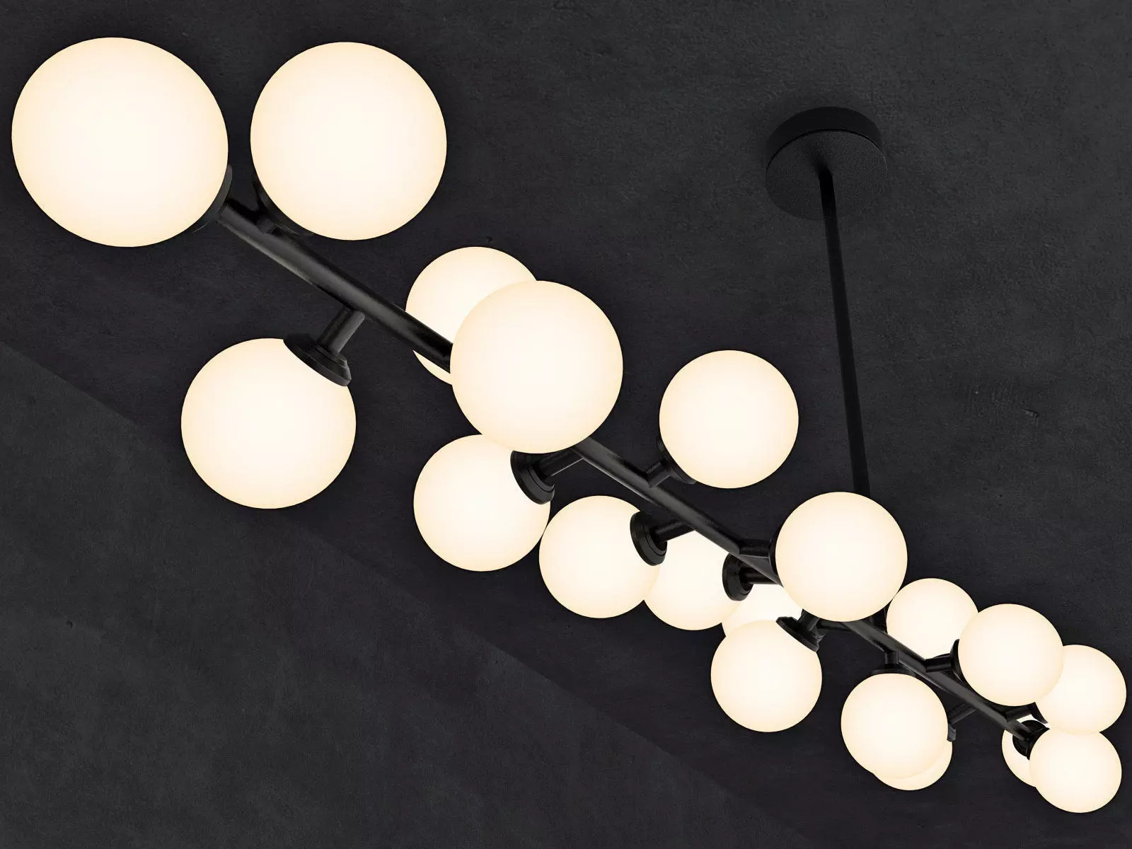 Mimosa pendant light with balls hanging from it 3D model_6