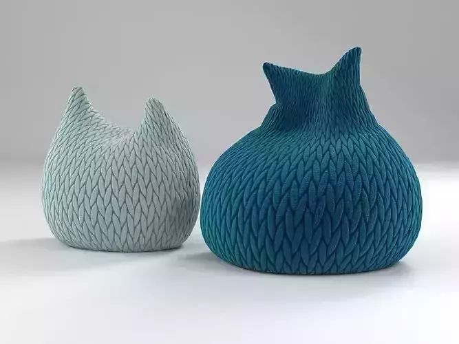 Slumber two knitted cat shaped vases 3D model