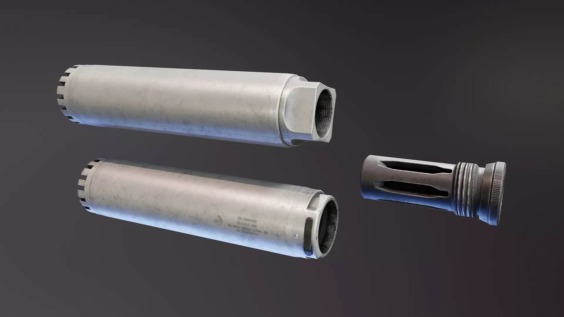 MARS Rifle Suppressor Low-poly 3D model