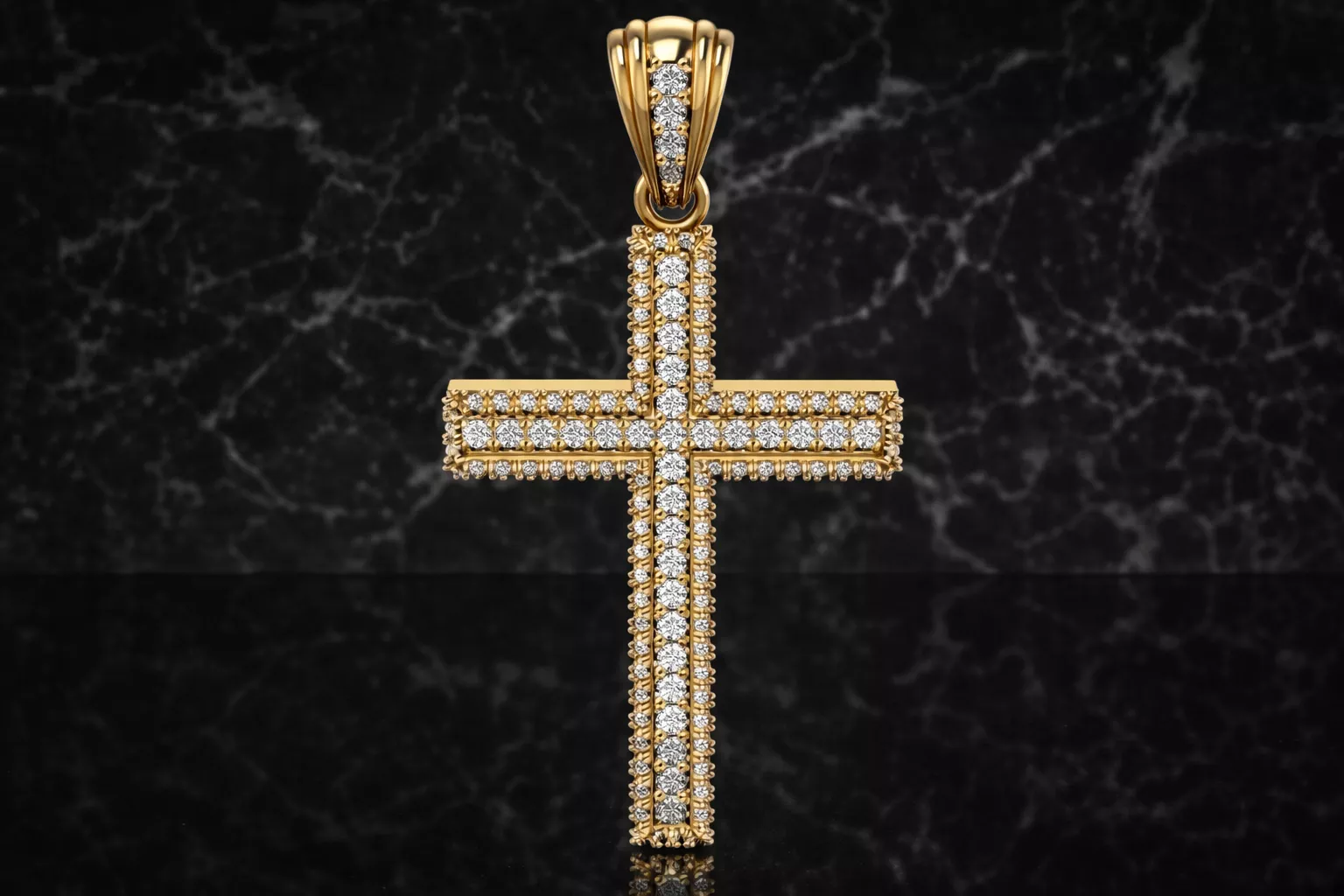 Cross Gold Diamonds Pendant 3d model 3D print model