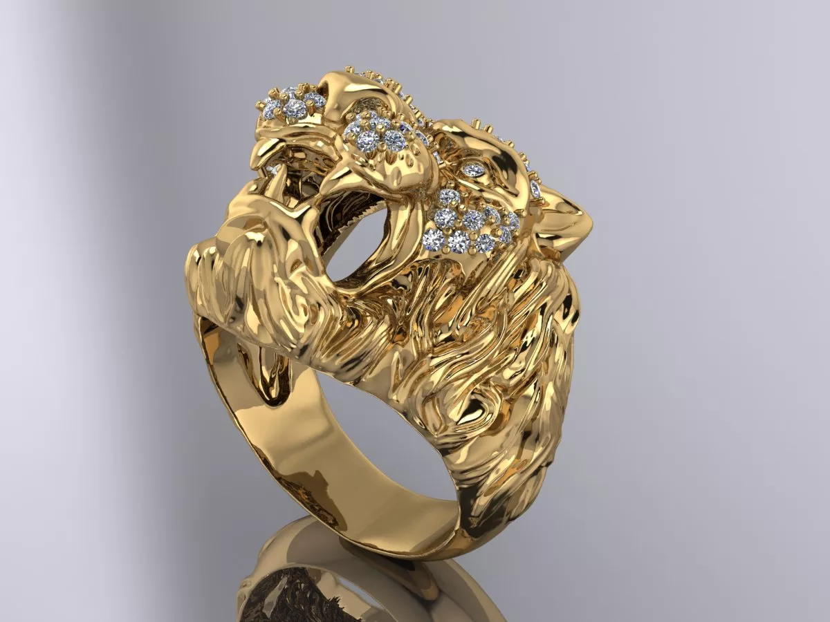 Lion Ring Gold 3d model 3D print model