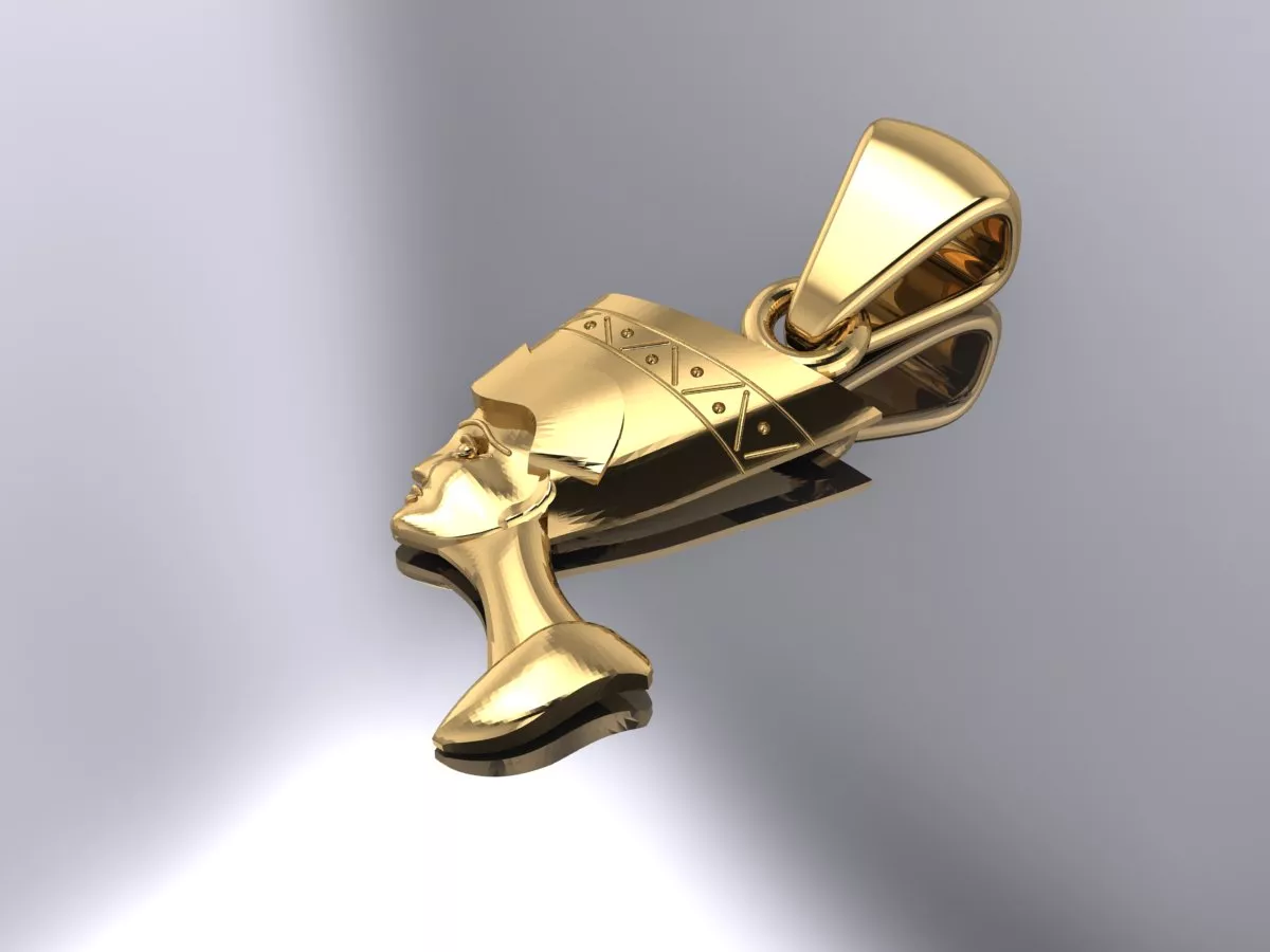 Nefertiti Pendant Gold 3d model 3D print model