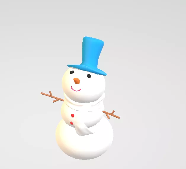 Cute 3D Cartoon Snowman with Blue Hat and Scarf 3D print model