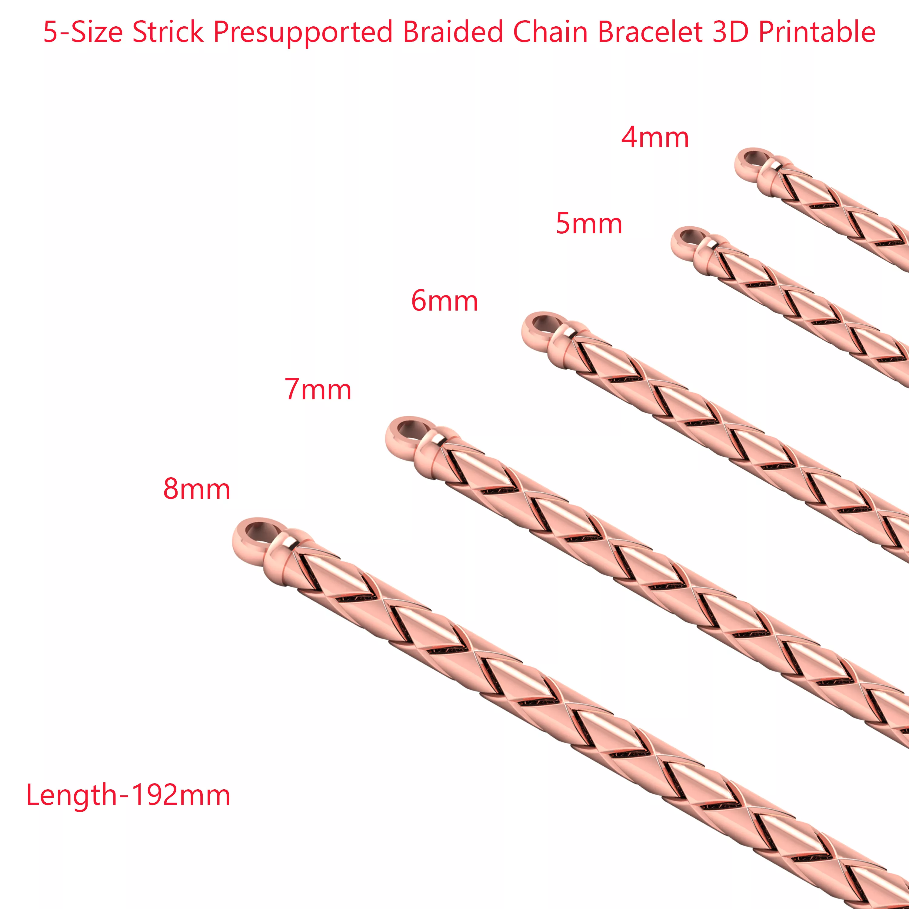 5 Size Strick Pre supported Braided Bracelet 3D print model