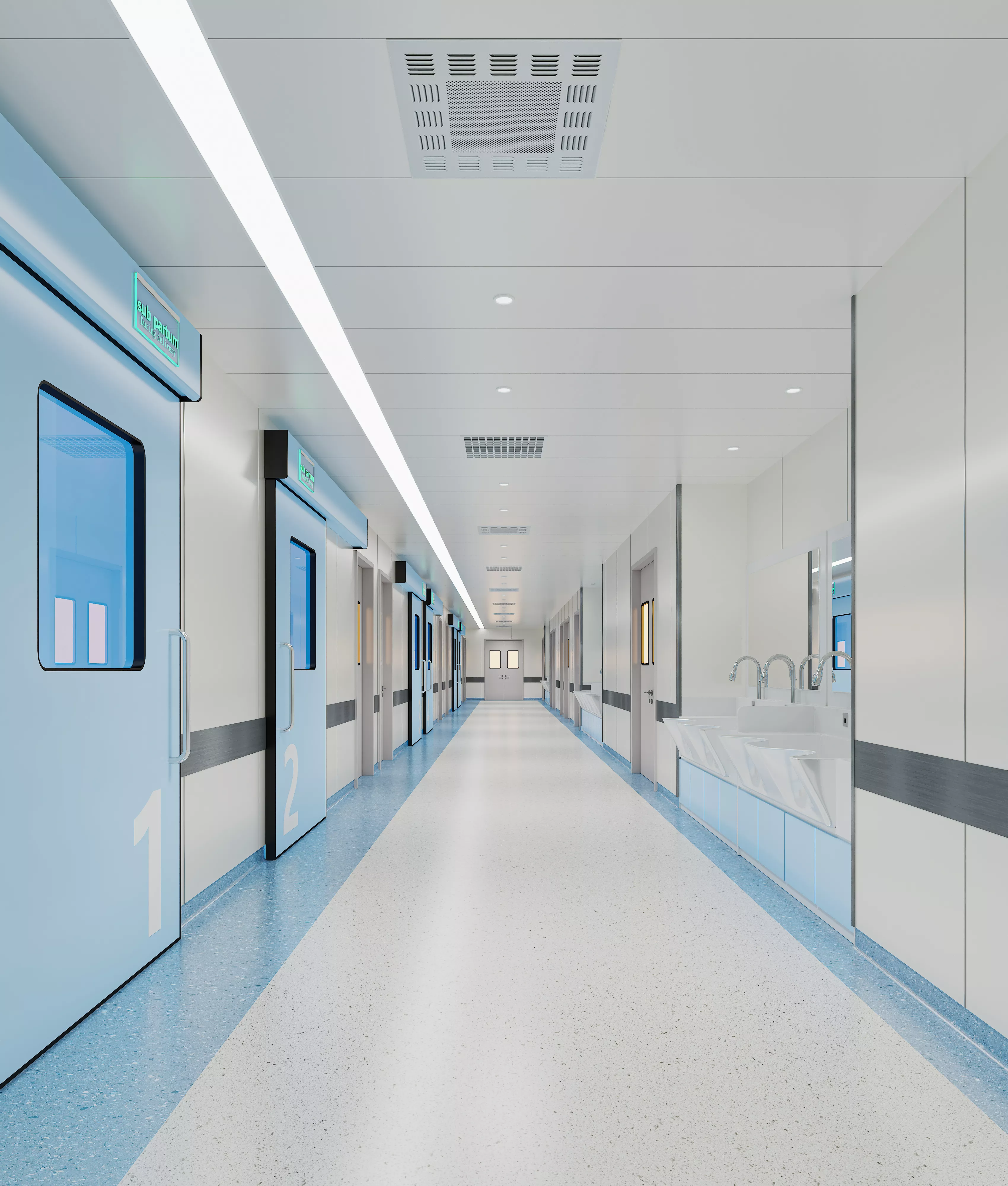 Hospital clean corridor - Nurses station 3D model