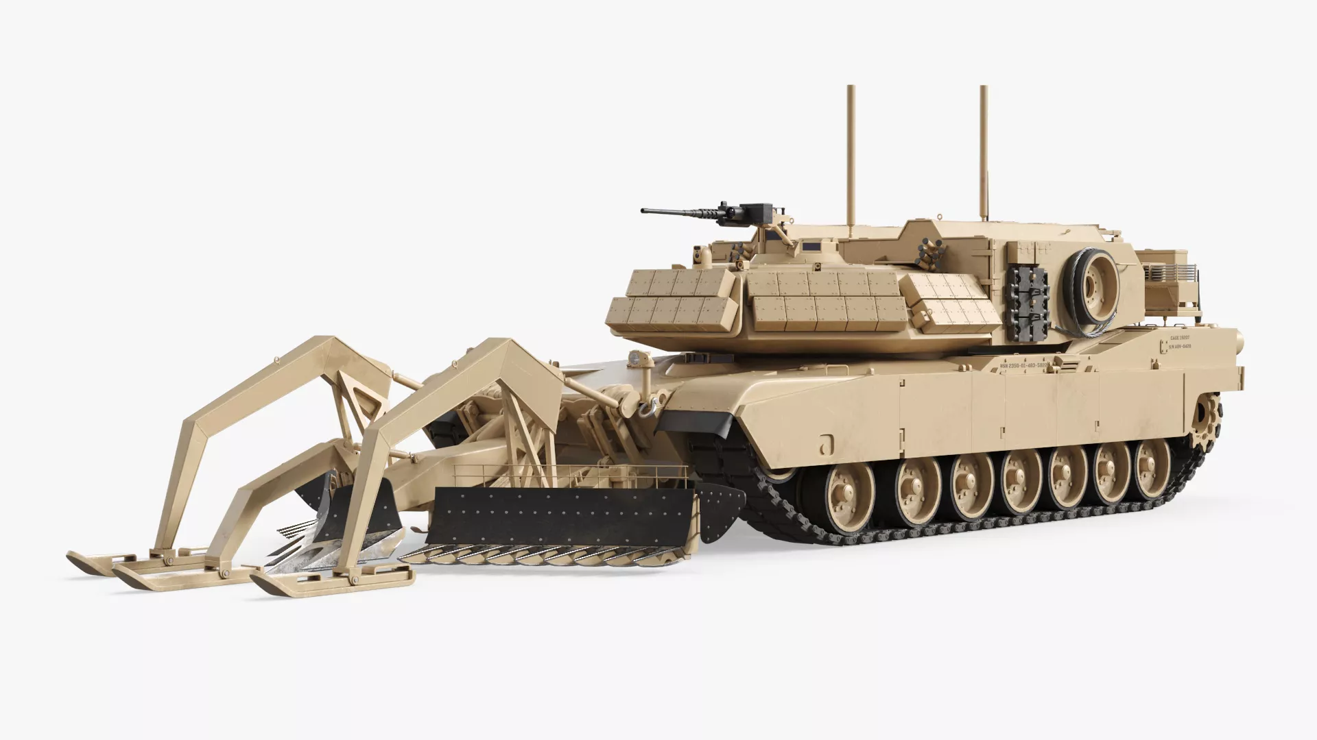 M1150 Mine Breaching Vehicle Desert Rigged 3D model