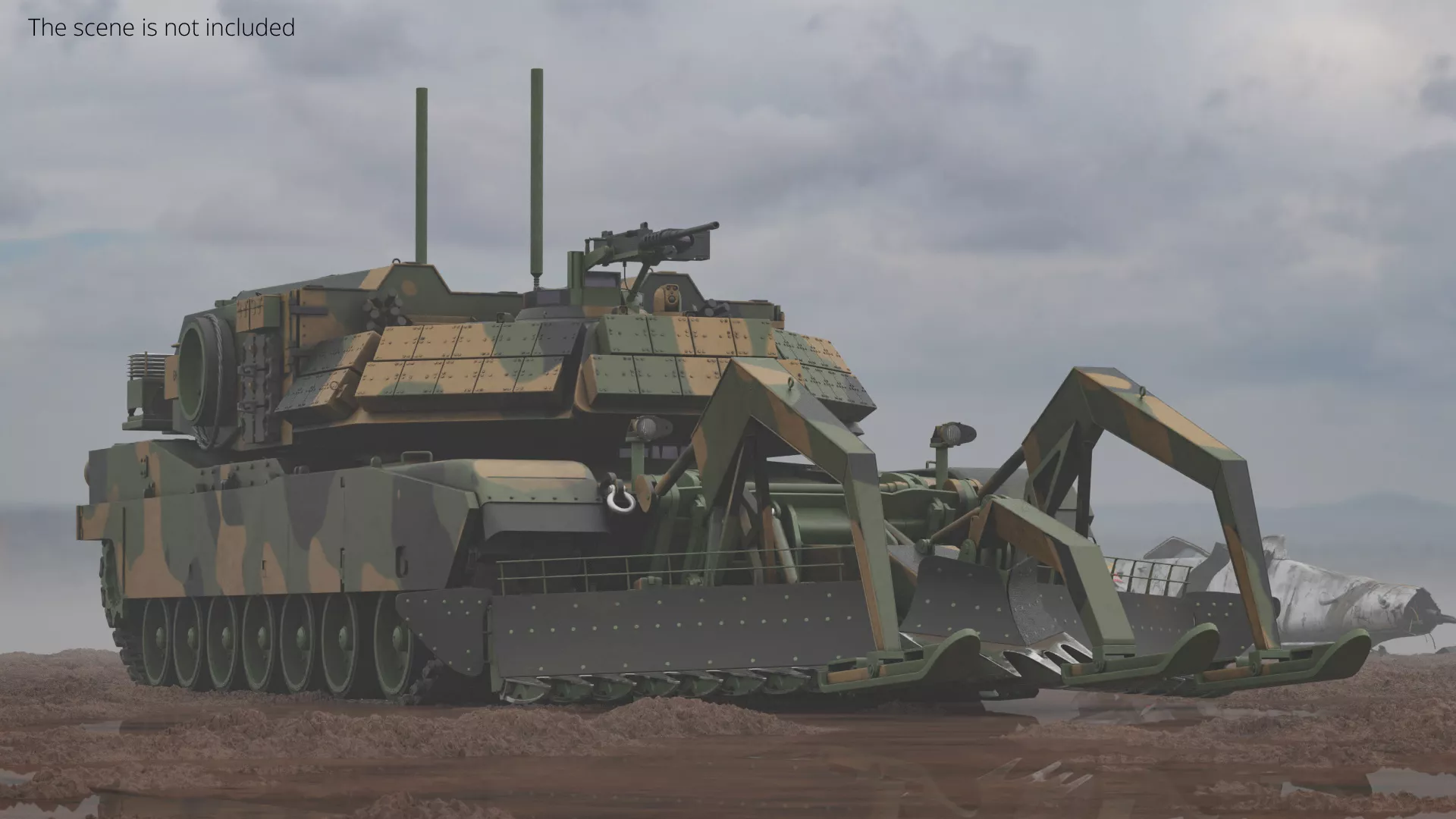Armored Breacher with Mine Plow Camo Rigged 3D model