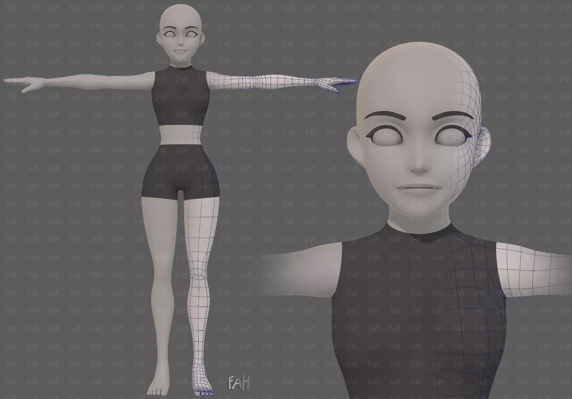 Base mesh woman 26 Low-poly 3D model