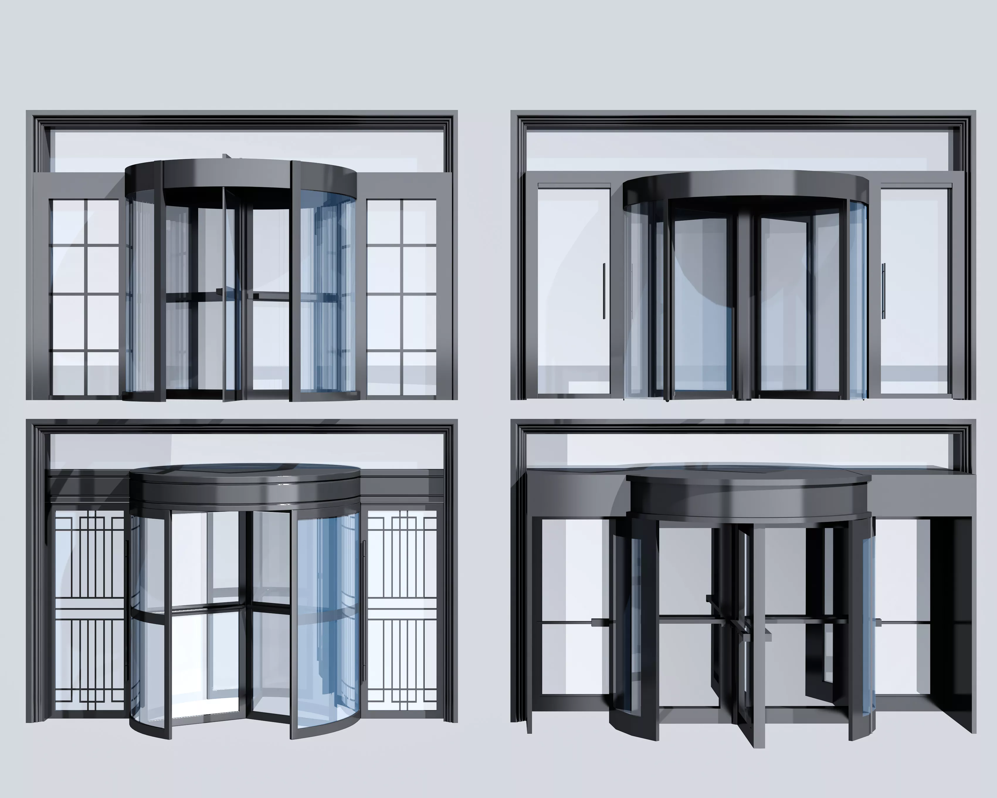 Hotel lobby glass revolving door 3D model