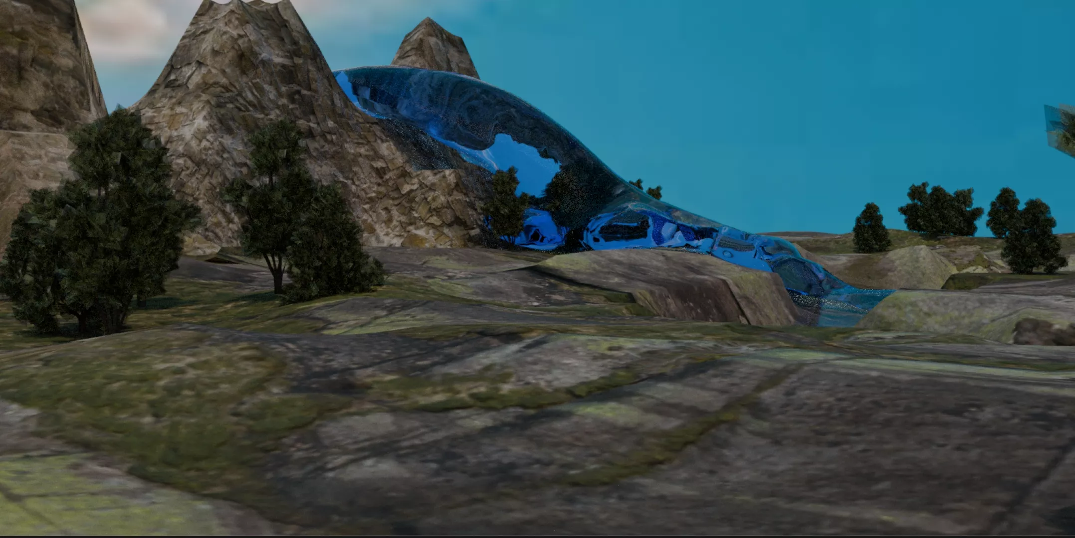 Stylized Waterfall And Lake LandScape Free low-poly 3D model
