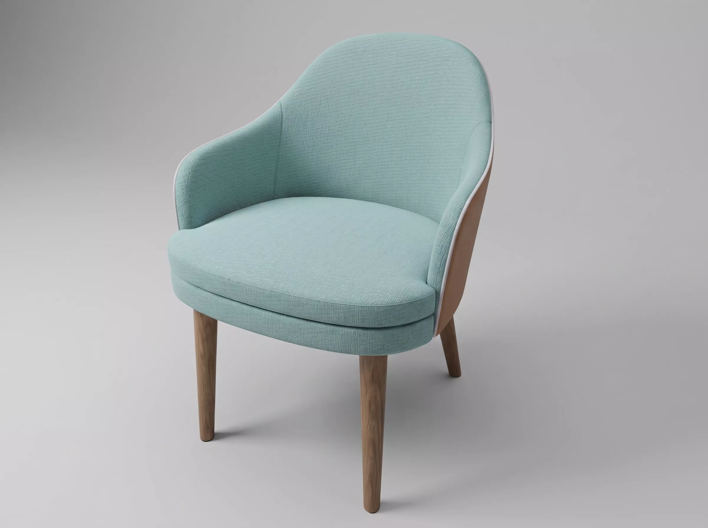 Upholstered Dining Armchair with Wooden Legs Low-poly 3D model