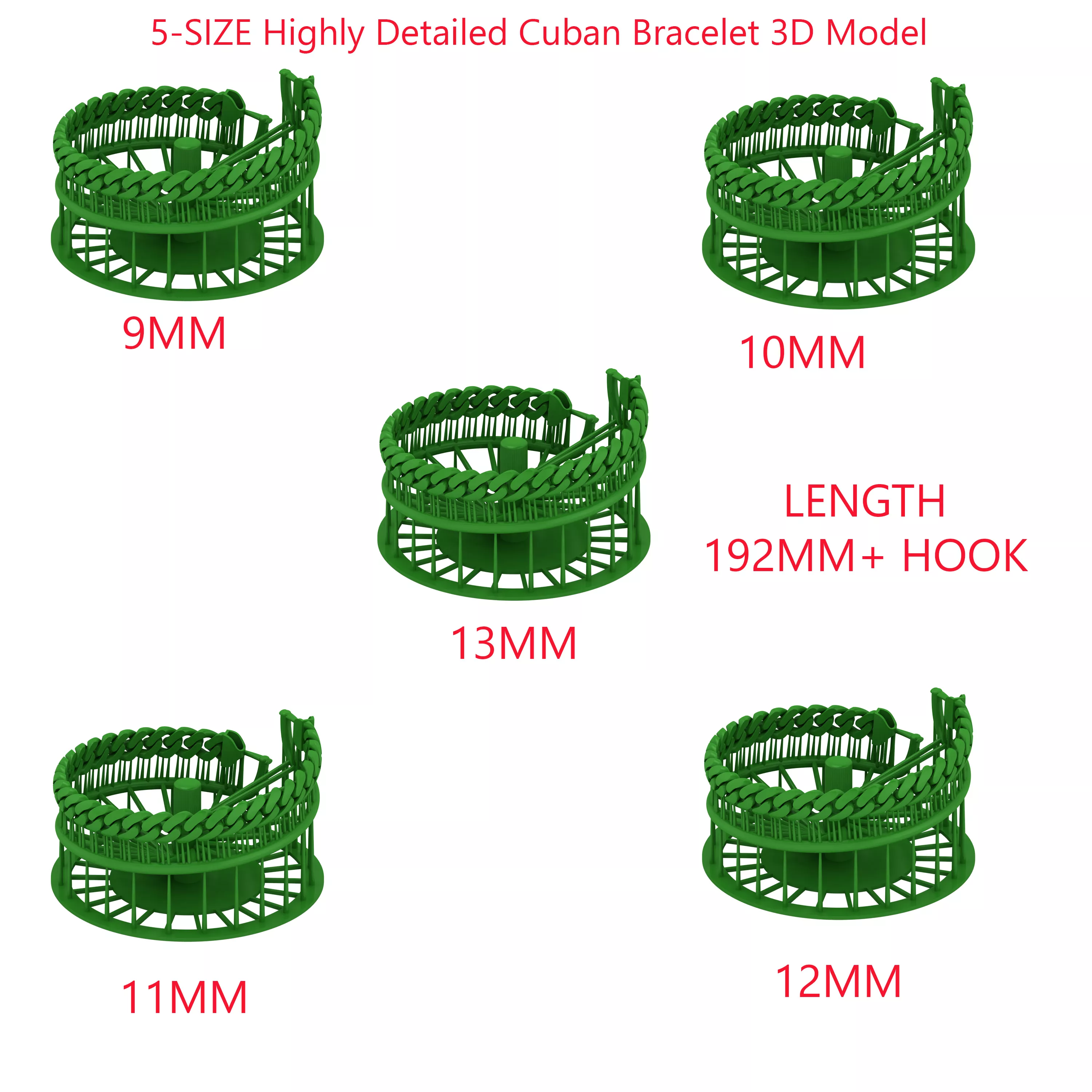 5 size Highly Detailed Cuban Chain 3D Model at low Price 3D print model