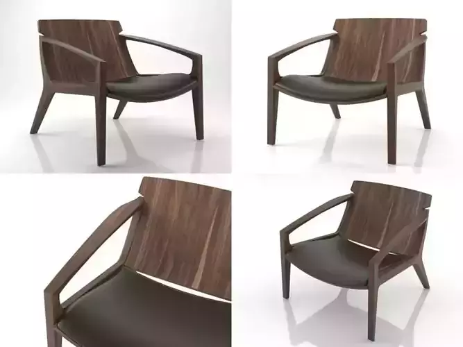 Linna lounge chair in wood and leather