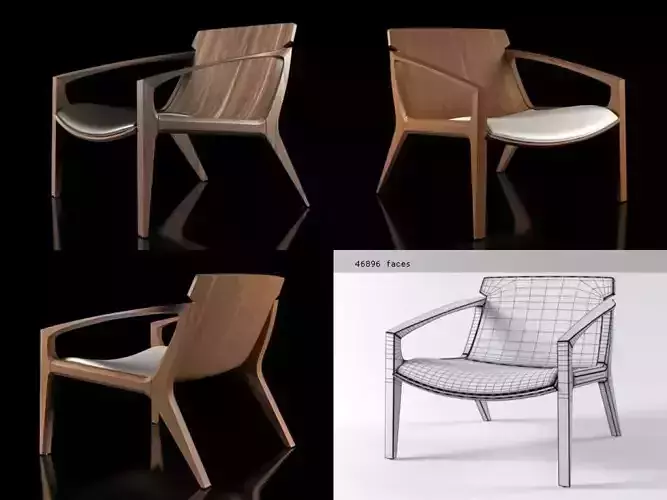 Linna lounge chair in wood and leather