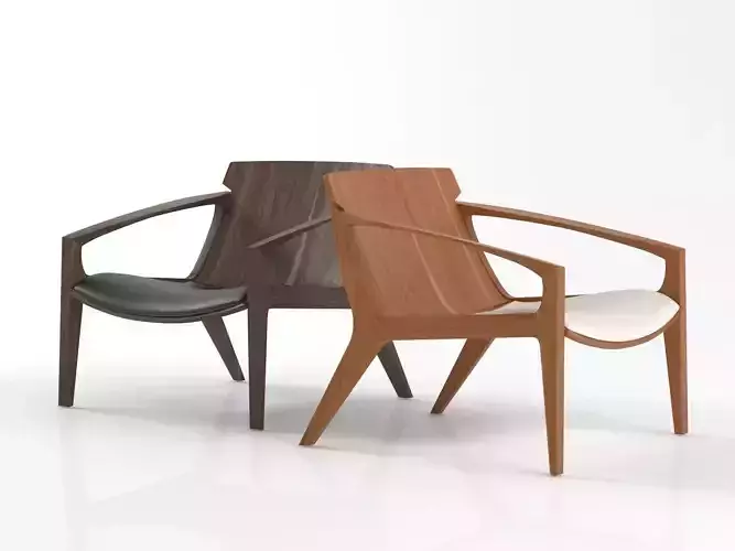 Linna lounge chair in wood and leather 3D model
