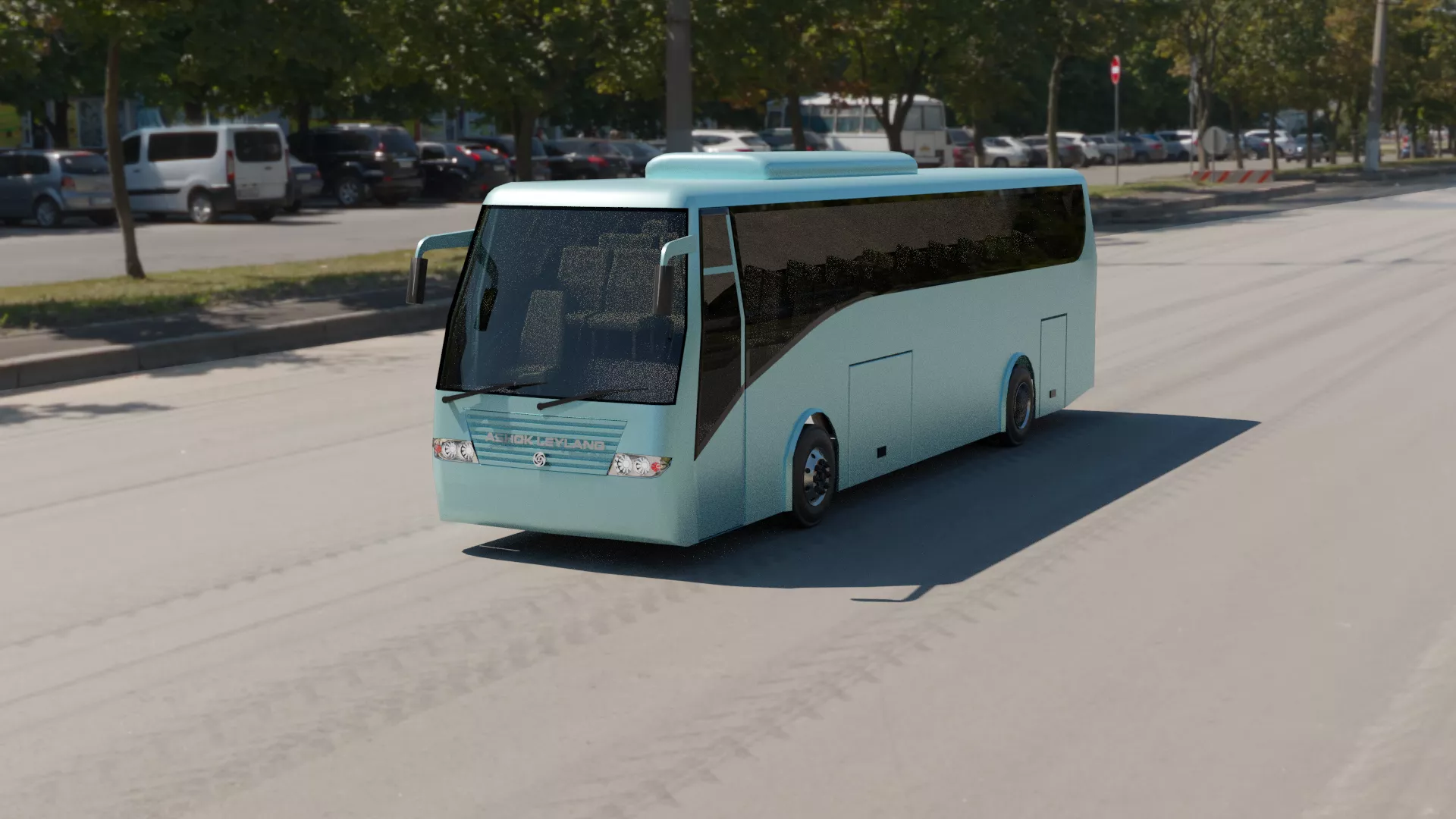 Modern Passenger Bus Low-poly 3D model