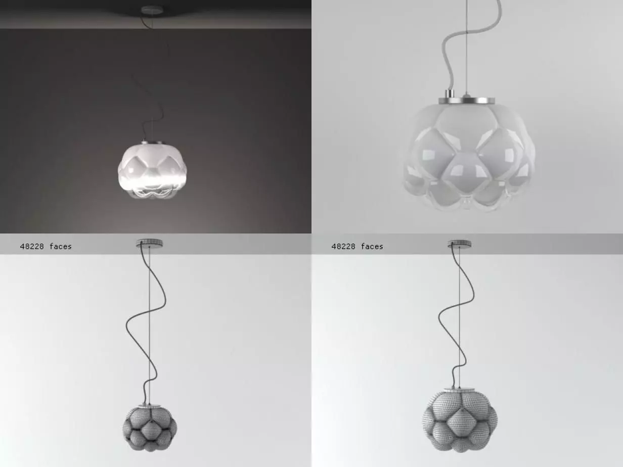 Cloudy pendant light with shade 3D model_5